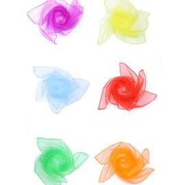 Tuko 6 PCS Sensory Scarves, Rainbow Colour Kids Sensory Toys Children Dance Juggling Scarves Silk-like Fabric Square Scarf