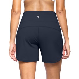 G Gradual Women's Athletic Shorts 5" Running Shorts for Women with 2 Zipper Pockets High Waisted Quick Dry Hiking Shorts Lightweight(Navy,M)
