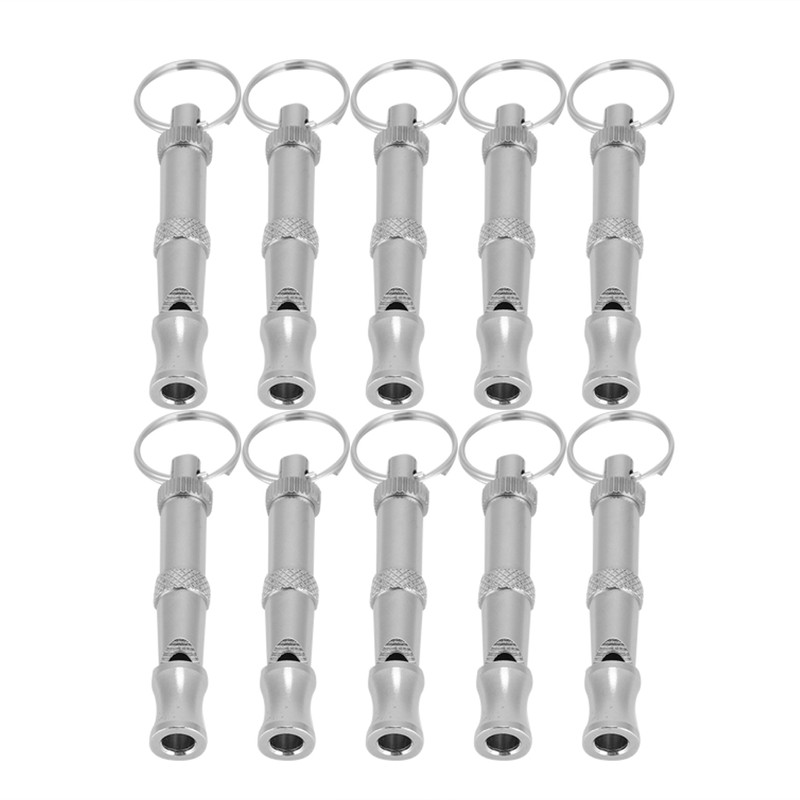 10PCS Adjustable Dog Whistle Trainer Sound Waves Stainless Steel Pet