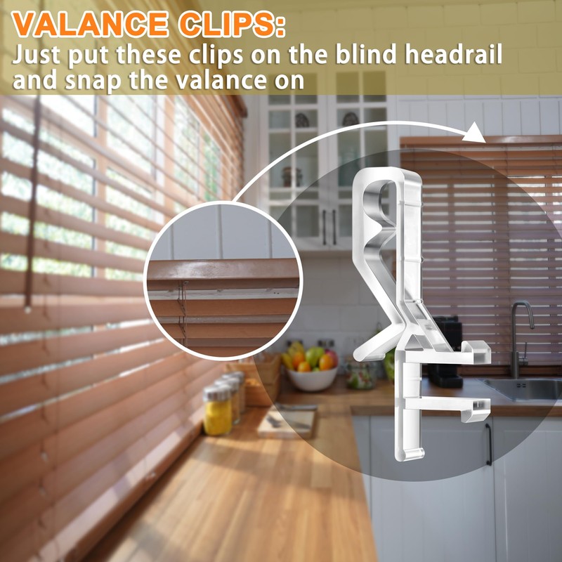 12 Pcs Valance Clips for Blinds, 1-7/8 Inch Hidden Channel