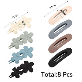 2 Styles Flat Claw Clips for Women - Matte Secure Hold Barrettes Non-Slip Bobby Pins for Fine Hair No Damage French Style Hair Clamps Hair Decor Wedding/Gym/Swim Hair Accessories