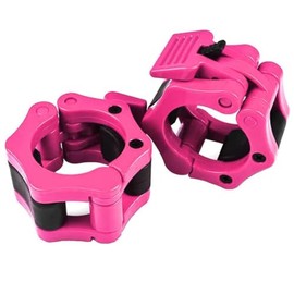 Barbell Clamps Olympic Spinlock Collars Dumbbell Clips Weight Lifting Bar Lock Quick Release Professional Barbell Buckle 1 Pair for Gym Exercise Fitness Body Building 50 mm (Pink)