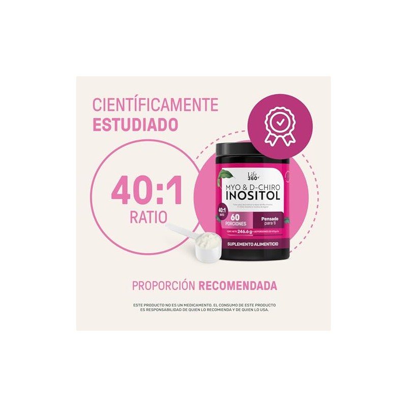Life 360 Myo Chiro Inositol Mezcla Porciones Platinum Prebióticos 246