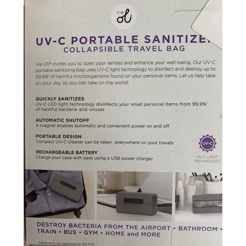 Vie Oli UV-C LED Portable Sanitizer Collapsible Travel Bag Brand