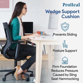 Foam Wedge Seat Cushion with Pommel 20" x 18" x 4" - 2" - Promotes Good Posture and Proper Hip Positioning - High Density Foam, Stretch Nylon Cover - Back, Tailbone, Coccyx Support