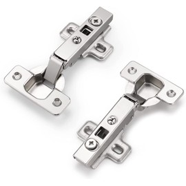 knobelite 5 Pair (10 Pcs) Clip On Full Overlay Frameless Furniture Cabinet Door Concealed Hinges Nickel Plated Cabinet Hardware