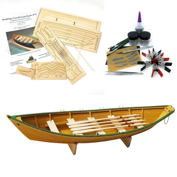 Model Shipways | Lowell Grand Banks Dory 1:24 Wooden Model Ship Kit with Tools | MS1470CB Model Kit to Assemble - Level 1 of The Shipwright Learning Series
