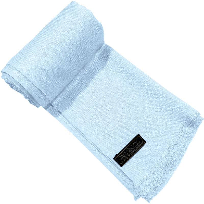 CJ Apparel Women's Plain Design Nepalese Pashmina Scarf, baby blue
