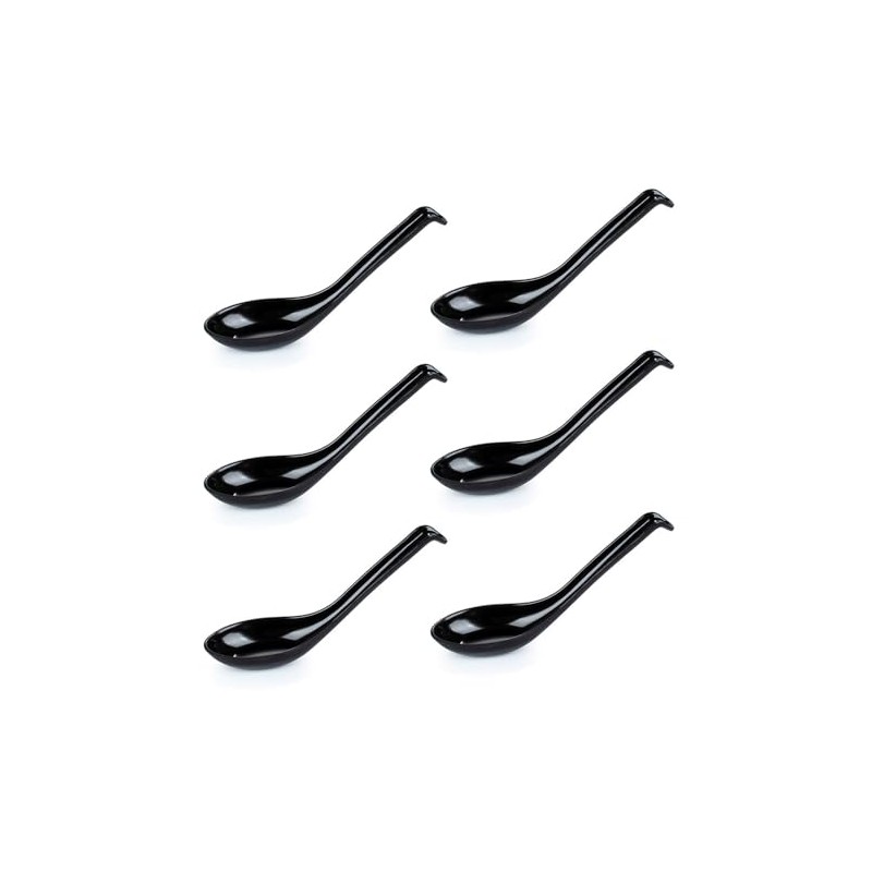 6Pcs Soup Spoon Ramen Noodle Soup Ladle Black Soup Spoons