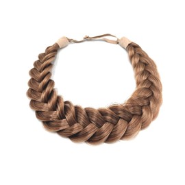 STHEJFB Braid Headband 2 Strands Messy Classic Chunky Plaited Wide Braids Elastic Stretch Quality Synthetic Braided Headband Women Girl Bohemian Hair Braid 65g (Light Brown)