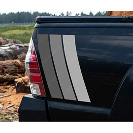 Ivan Stewart Racing Stripes Retro to fit Toyota Tacoma 2005-2015 TRD Both Sides (DkGrey/Grey/Lt Grey Solid)
