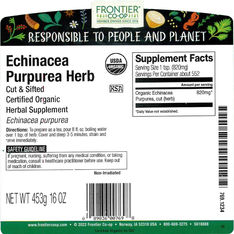 Frontier Co-op Organic Echinacea Purpurea Herb, Cut and Sifted -