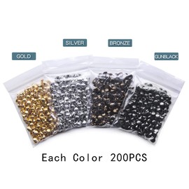 4 Color Mixed Round Dome Studs Assorted Kit Leathercraft Rivet Metal Punk Spikes Spots for Punk Rock Leather Craft Clothes Belt Bag Shoes Jewelry Decorations (0.2in/5mm)