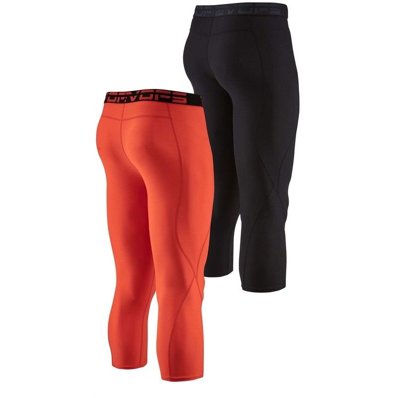 DEVOPS 2 Pack Men's 3/4 Compression Pants Athletic Leggings (Medium,