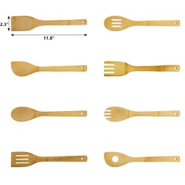 DEAYOU 16 PCS Bamboo Wood Spoons Set, Cooking Utensils for Cookware, Wok, Everyday Use, Mothers Day Gifts, Housewarming Gifts