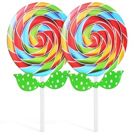 2Pcs Giant Lollipop Props Candy Ornaments for Photo Booth Colorful Fake Lollipops for Party Decorations and Home Use