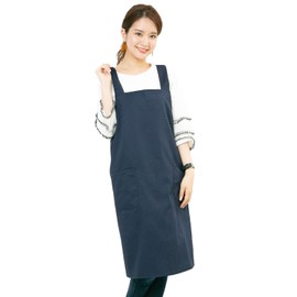 PRISM UNIFORM Apron, H-Shaped, Shoulder, Wrinkle-Resistant, Plain, Simple, Women's, Men's, Women's, Women's, Fashionable, With Pockets, Cafe Apron, Nursery, Restaurants, Home Use, navy