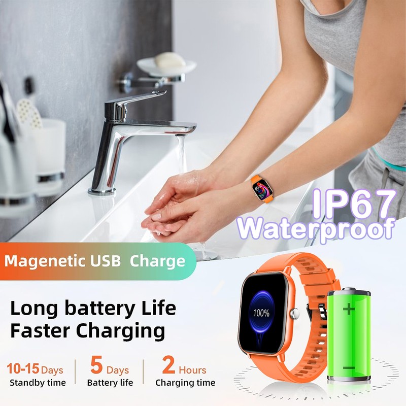 Smartwatch 2 Inch Full Screen Touch Sleep Monitoring Watch IP67