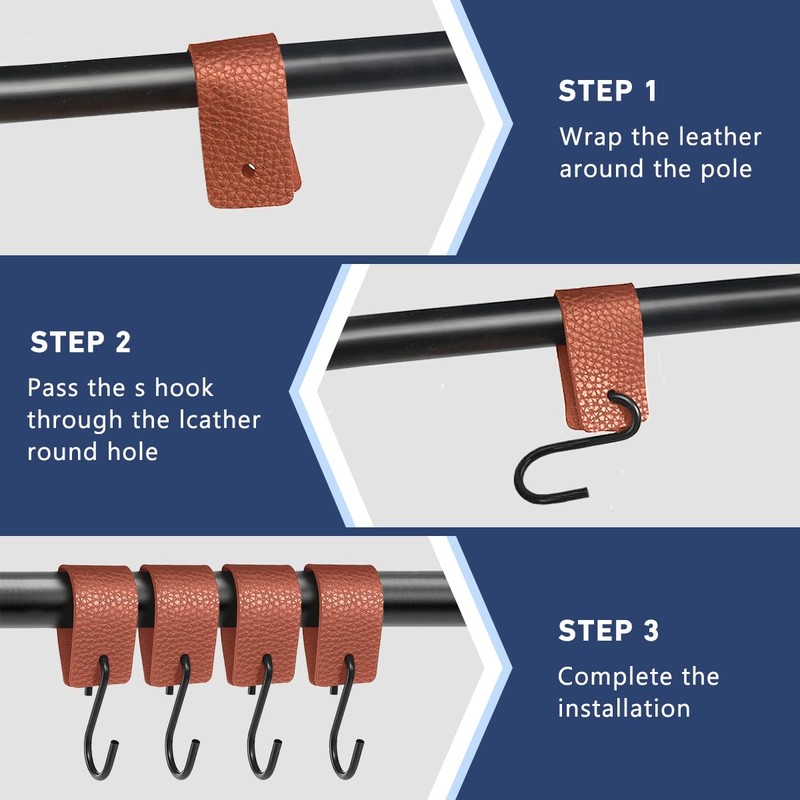 Drenky S Hooks with Leather Loop - Metal Hooks No