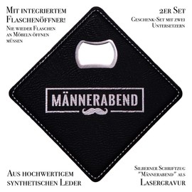 Coaster with Integrated Bottle Opener - The Ideal Gift for Men's Evenings (Set of 2)