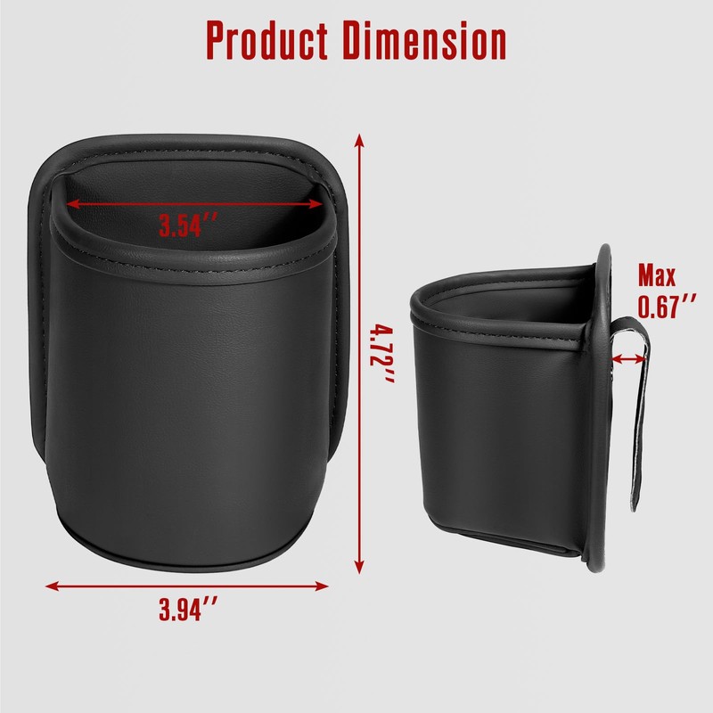 Leather Car Cup Holder Organizer (2-Pack) | Anti-Sag Clip On