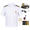 6PCS Men's Yacht Captain Sailor Costume Adult Shirt Hat Accessories