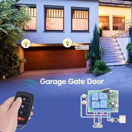 DieseRC Universal Wireless Remote Control Switch AC 110V 120V 240V 220V 10A 4 Channels RF Relay Receiver Board with 2 Transmitters for Motor Garage Door Light Electric Cylindern