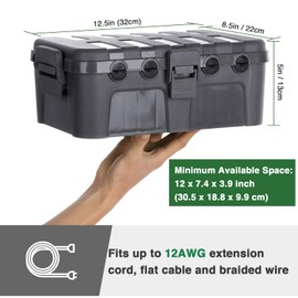 Flemoon Large Outdoor Electrical Box Waterproof, Bundled W/ 3 Compact Size Outdoor Extension Cord Cover for Outlet, Plug, Socket, Timer, Power Strip, Holiday Light Decoration, Gray