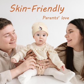 vidsel 100% Cotton Toddler Beanie Hats for Baby Boys Girls Kids Infant Winter Hat Soft Warm Knit Cuffed Caps, 2pcs-beige+grey, 6-36 Months