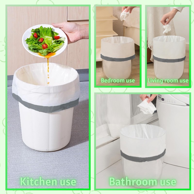 15L Bin Liners Drawstring Small Bin Bags 48 White Waste