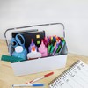 AuldHome Design Enamelware Rustic Caddy w/Handle, Distressed White Farmhouse Sort