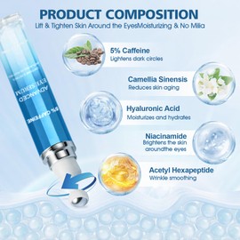 Allony Caffeine Eye Cream, Augencreme Gegen Falten und Augenringe, Augencreme Gegen Tränensäcke, Augencreme Feuchtigkeit Augenserum, Reparieren und Befeuchten Augenpflege, Augenpartie Aufhellen(20ml)