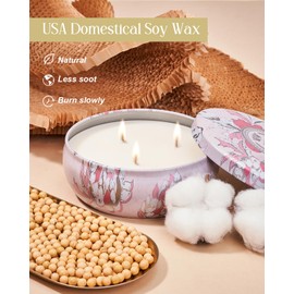 M&SENSE Fruity Rainbow Scented Candles Large 3 Wick Soy Tin Candle, Over 40 Hour Burning Time, 105% Natural Vegan Wax Relaxing Aromatherapy Aesthetic Candle Gift for Women Men