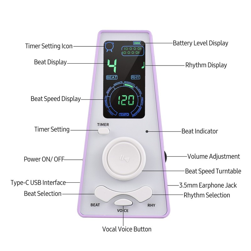 Electronic Digital Metronome with Timer Universal Electronic Metronome with Volume