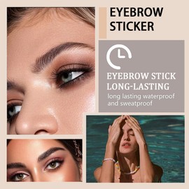 FresFresi Long-Lasting Eyebrow Tattoo Peel Off - 30 Pairs of Water-Resistant Stick-On Eyebrows with Realistic Hair-Like Finish in 3 Shapes. Perfect for Women & Girls Makeup. (Black)