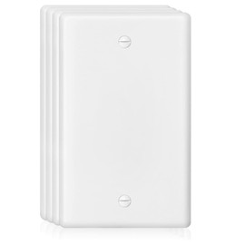 Decorator Wall Plate Blank Switch Plate Outlet Cover,Unbreakable Polycarbonate Thermoplastic, White (4-Pack, Single Blank-White)
