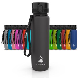 Coolrhino Water Bottle 350 Ml, 650 Ml, 1 L, 1.5 L for Sports, Outdoors, School, Fitness & Children - Leak-Proof and BPA Free Water Bottle for Bicycle, black, 1500ml