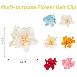 6Pcs Hawaiian Flower Hair Clips,3.5 Inch Plumeria Hibiscus Hair Clip, Hair Clips for Women Bridal Wedding, Flower Hair Accessories Clip for Girls Vacation Beach Party