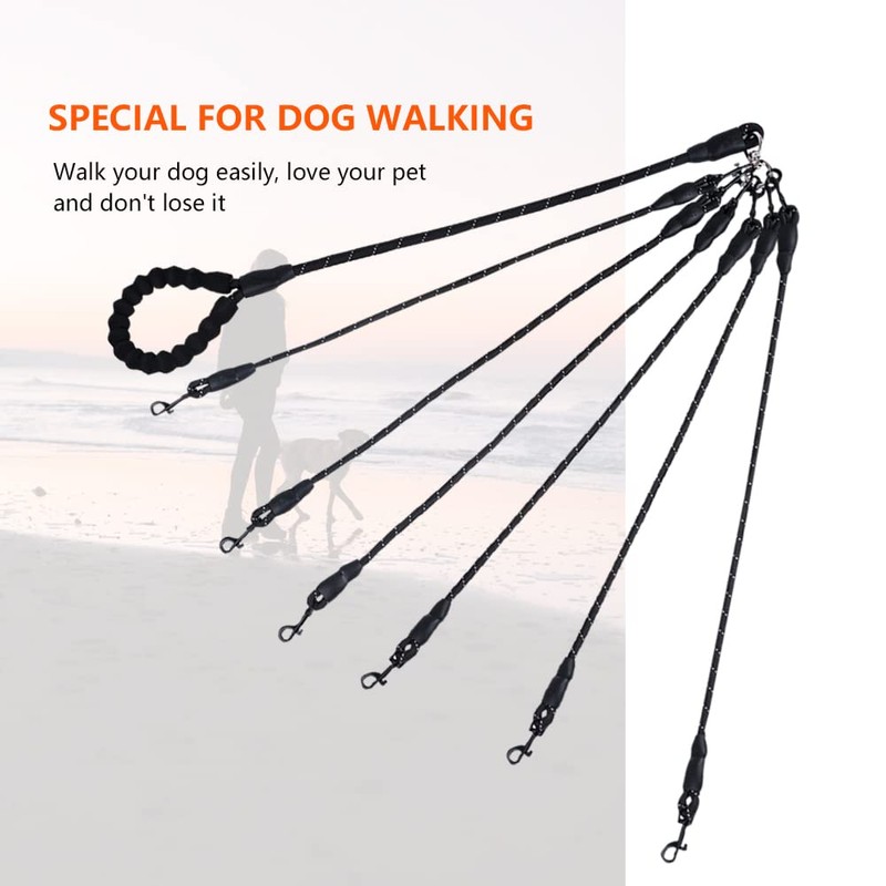 Six Dog Leash,Comfortable Six Dog with Reflective,360 Swivel No Tangle