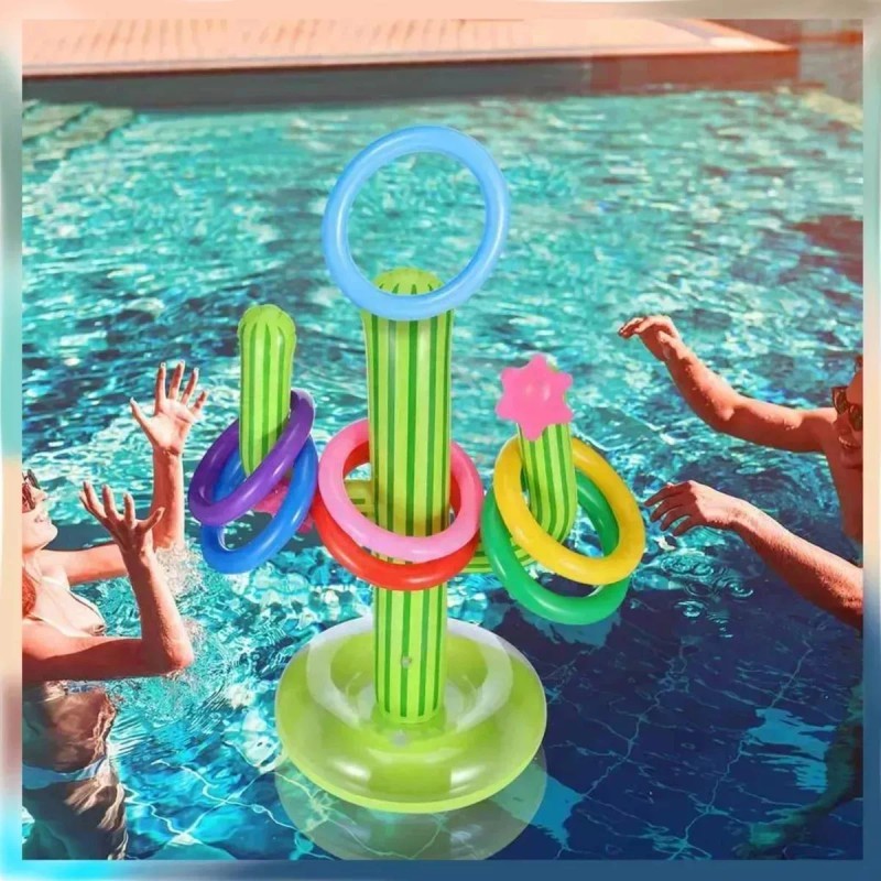 Veraly Juego Inflable De Cactus Lanzamiento De Aros Para Alberca
