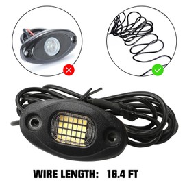 SUNPIE 8 Pods White Rock Lights – Aluminium Housing, Quick Connect, 24 High Power Chips, 4M Extension Wires, 6000K Pure White, Mounting Pads Included, IP67, Fits Trucks, SUV, ATV, UTV, Trailer