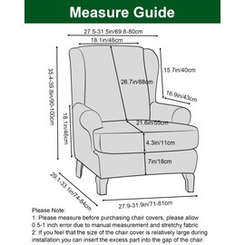 CRFATOP Wingback Chair Covers 2 Pieces Stretch Printed Wing Back Chair Cover Sofa Slipcover Washable Wingback Armchair Slipcovers Furniture Protector with Elastic Bottom for Wingback Chairs,B07