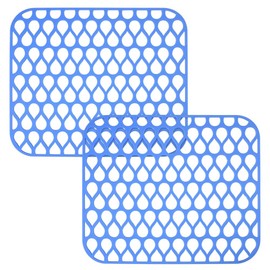 LucyPhy Silicone Sink Mat for Kitchen Sink Good Grips Non-slip Sink Protector Sink Mat Grid for Bottom of Farmhouse Sink(No Hole,Blue,2PCS)