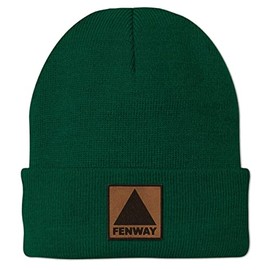 Chowdaheadz Fenway Leather Patch Cuff Knit - Unisex Winter Hat Dark Green