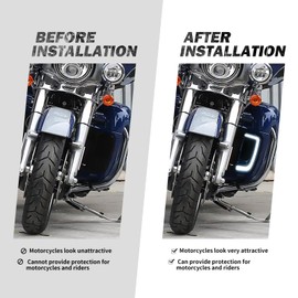 HDBUBALUS Motorcycle Lower Grills Leg Fairing Light LED Turn Signal Running Light Fit For Harley Touring Street Glide Road Glide Electra Glide FLHTK FLTRU 2014-2020 (Color:Black&Chrome)