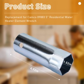 Ximoon Water Heater Element Socket 09883 Water Heater Element Wrench Replacement for Camco 5" Residential Screw-In, Multi, Single Unit
