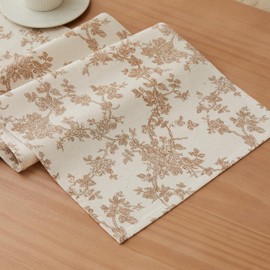 YZJZEDS 100% Cotton French Pastoral Table Runners, 13x36 Inch Brown Farmhouse Table Runners 36 Inches Long, Vintage Flowers Print Home Decors