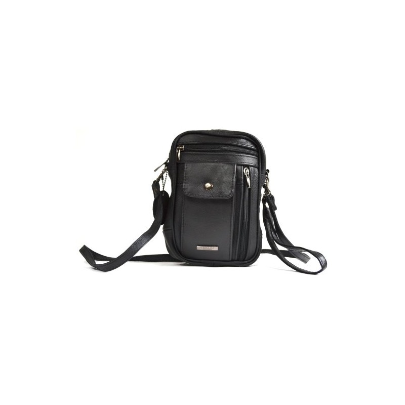 Mens Lorenz Man Bag Leather Black With Wrist & Shoulder