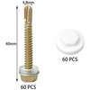 60 PCS Hex Head Self Drilling Screws with Plastic Caps,