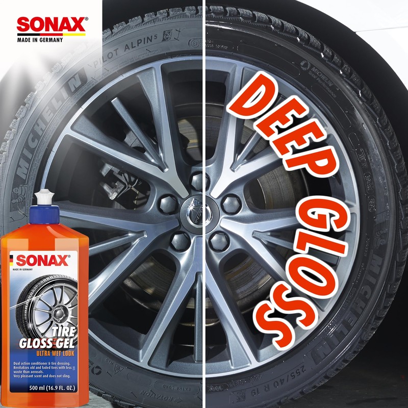 SONAX Tire Gloss Gel 235200 | Long-Lasting Rubber Conditioner for